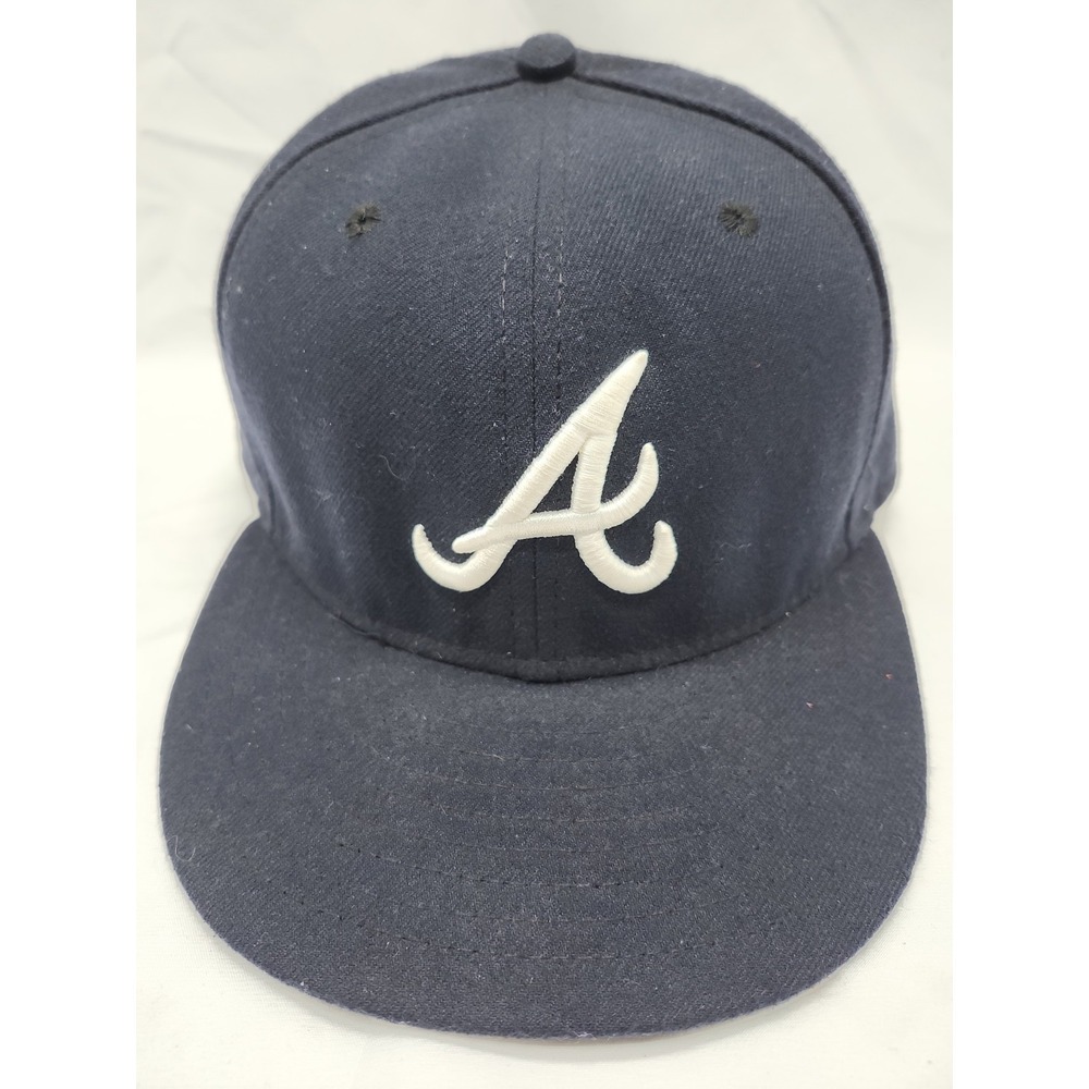 New Era 59FIFTY Atlanta Braves Fitted Hat 7 1/2 Blue MLB Made in USA Cap